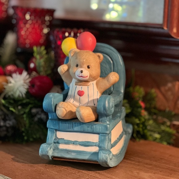 Rare Vintage Teddy Bear Rocking Chair Moving Musical